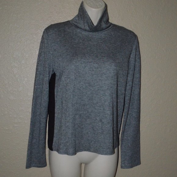 Sz S See By Chloe Gray Sheer Polka Dot Back Long Sleeve Turtleneck Top - Picture 1 of 8